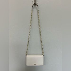 Tory Burch White Clutch with Chain Strap